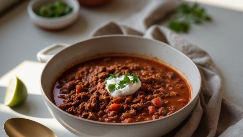 Martha Stewart-Inspired 30-Minute Chili ready to serve