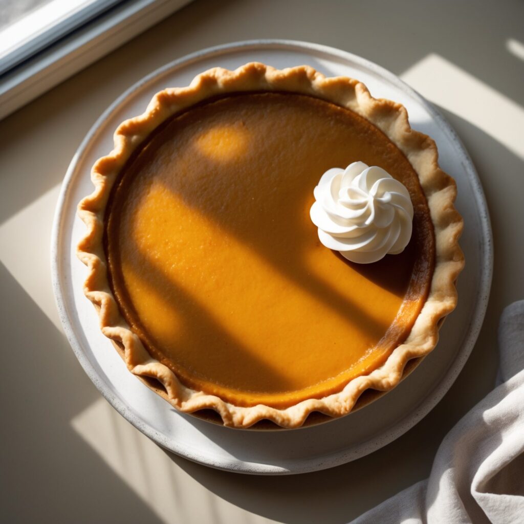 Martha Stewart-Inspired 5-Spice Pumpkin Pie ready to serve