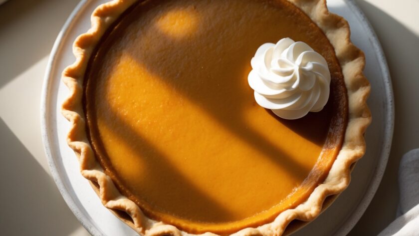 Martha Stewart-Inspired 5-Spice Pumpkin Pie ready to serve