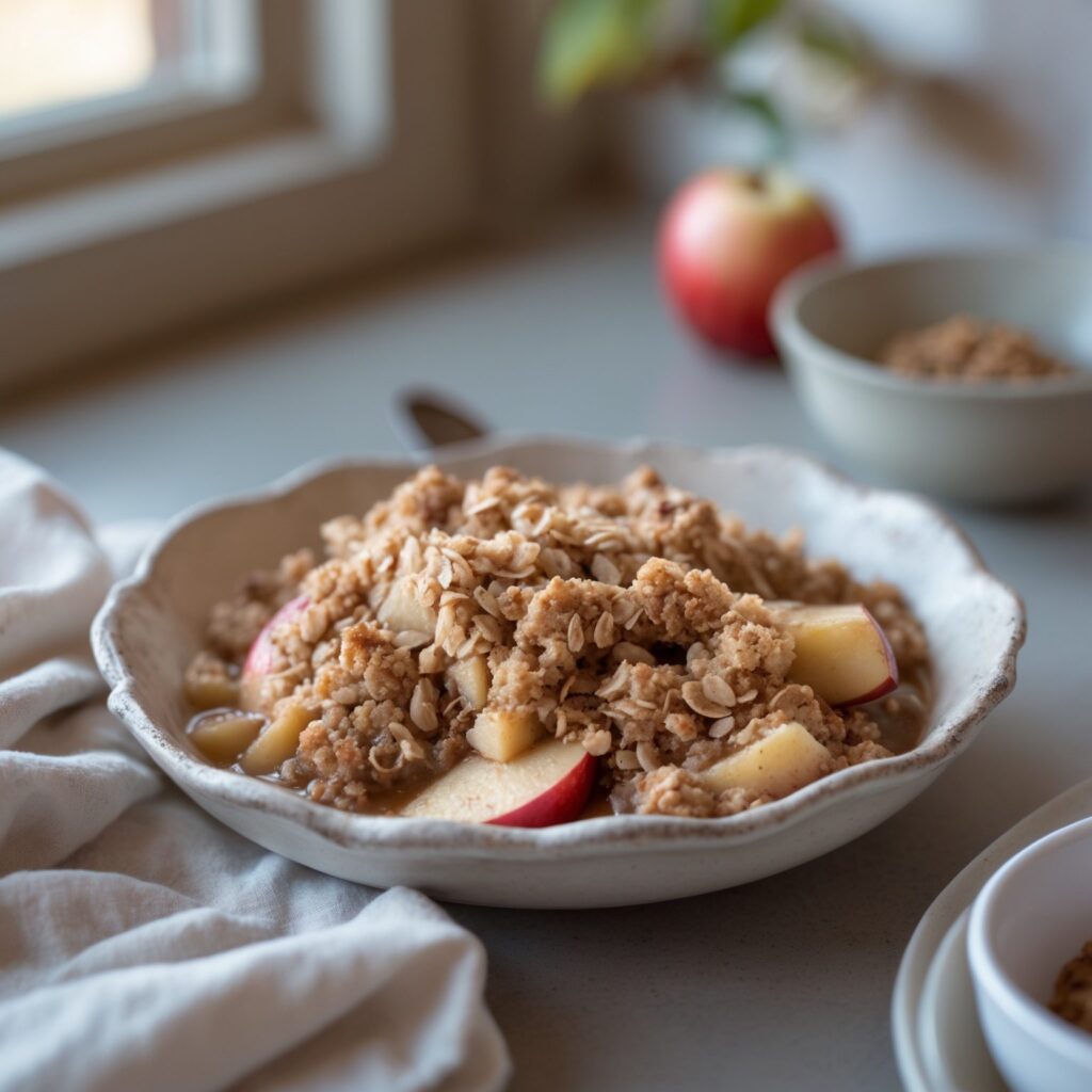 Close-up of Martha Stewart-Inspired Apple Crisp showing its texture