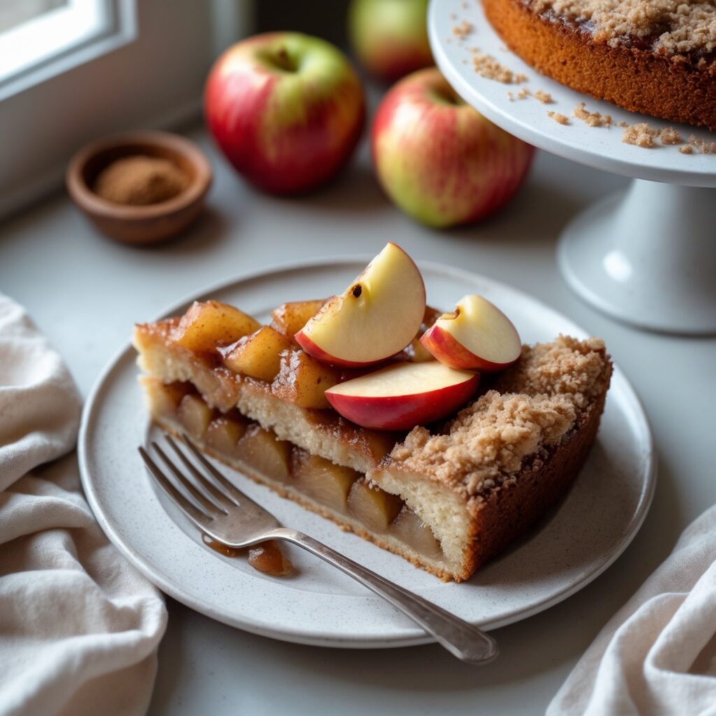 Martha Stewart-Inspired Apple Pie Cake ready to serve