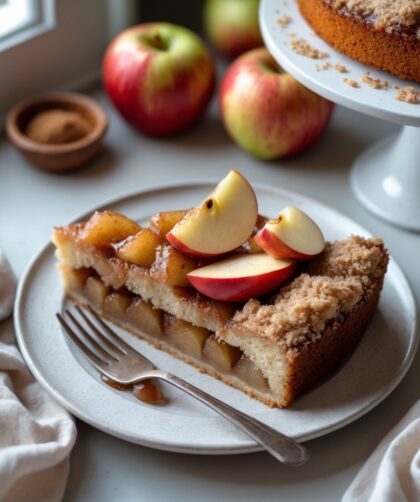 Martha Stewart-Inspired Apple Pie Cake ready to serve
