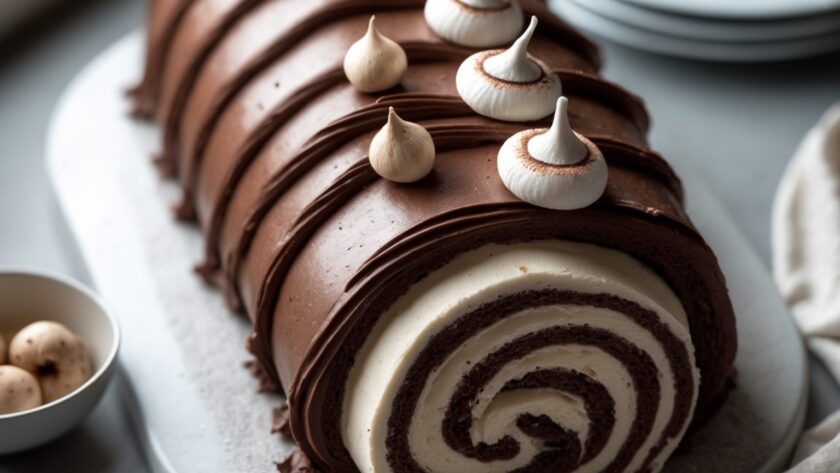 Martha Stewart-Inspired Bûche de Noël ready to serve