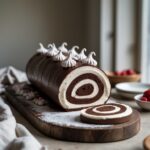 Close-up of Martha Stewart-Inspired Bûche de Noël showing its texture