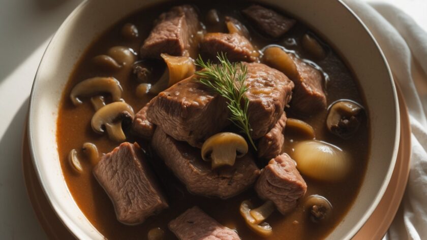 Martha Stewart-Inspired Beef Bourguignon ready to serve