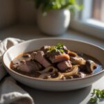 Close-up of Martha Stewart-Inspired Beef Bourguignon showing its texture
