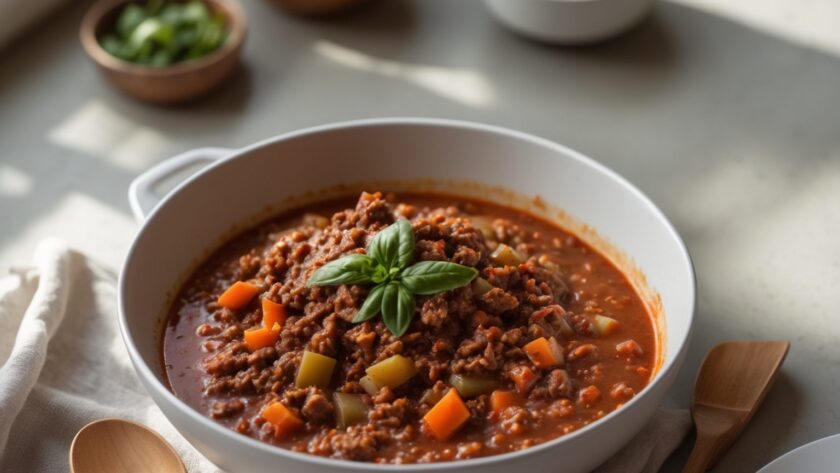 Martha Stewart-Inspired Bolognese Sauce ready to serve