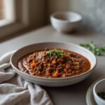 Close-up of Martha Stewart-Inspired Bolognese Sauce showing its texture