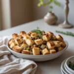 Close-up of Martha Stewart-Inspired Brioche Stuffing showing its texture