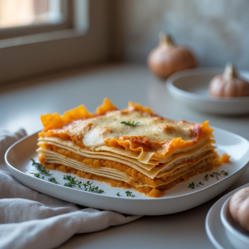Close-up of Martha Stewart-Inspired Butternut Squash Lasagna showing its texture