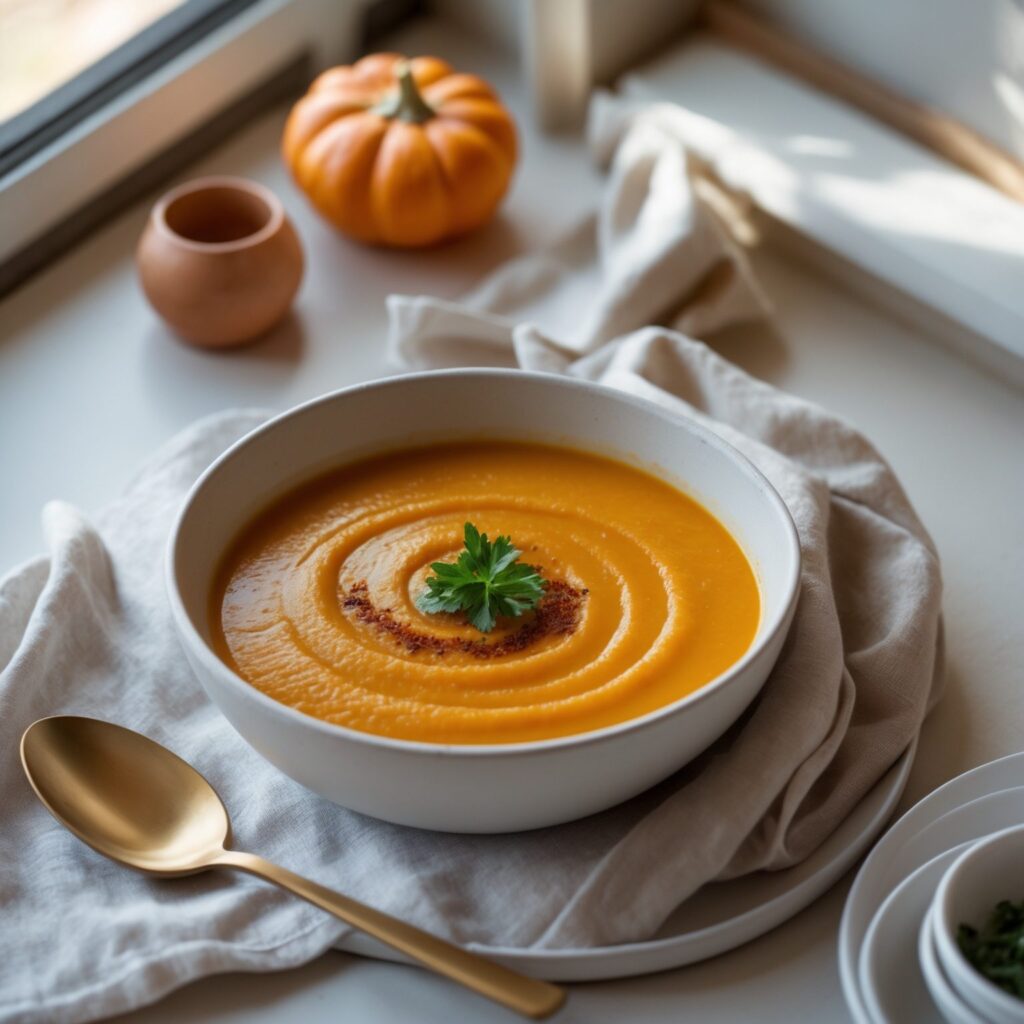 Martha Stewart-Inspired Butternut Squash Soup ready to serve