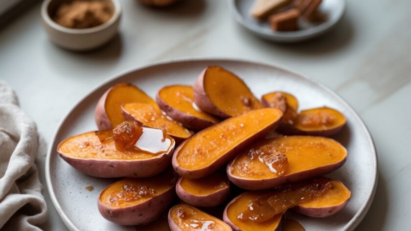 Martha Stewart-Inspired Candied Sweet Potatoes ready to serve