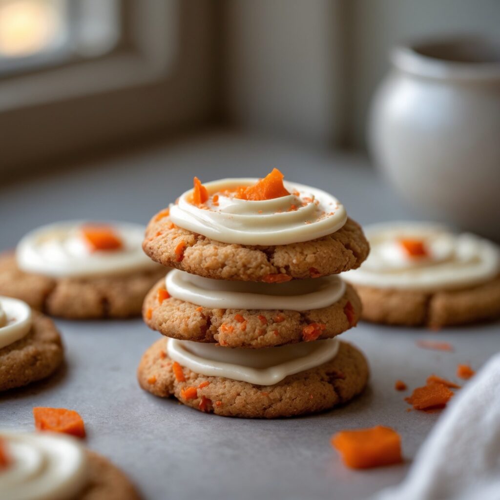 Close-up of Martha Stewart-Inspired Carrot Cake Cookies showing its texture