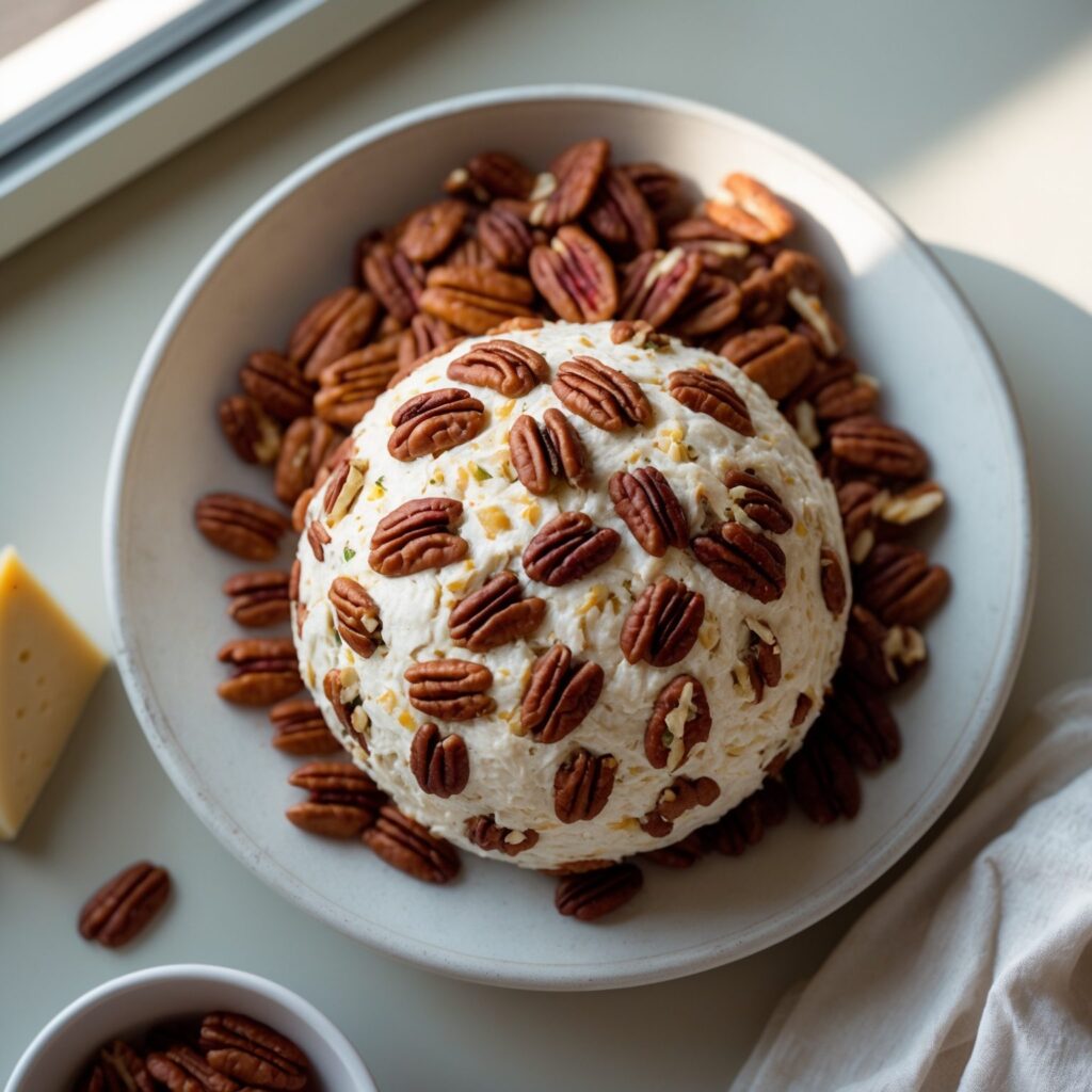 Martha Stewart-Inspired Cheese Ball ready to serve