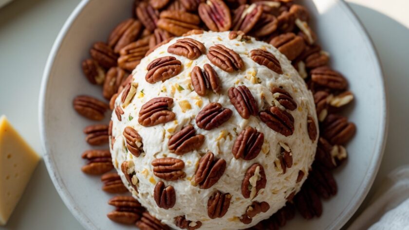 Martha Stewart-Inspired Cheese Ball ready to serve