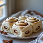 Close-up of Martha Stewart-Inspired Cinnamon Rolls showing its texture