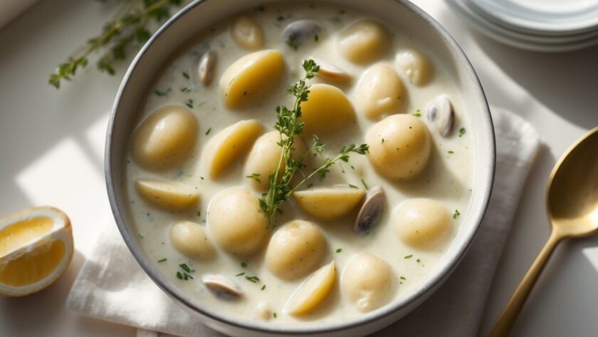 Martha Stewart-Inspired Clam Chowder ready to serve