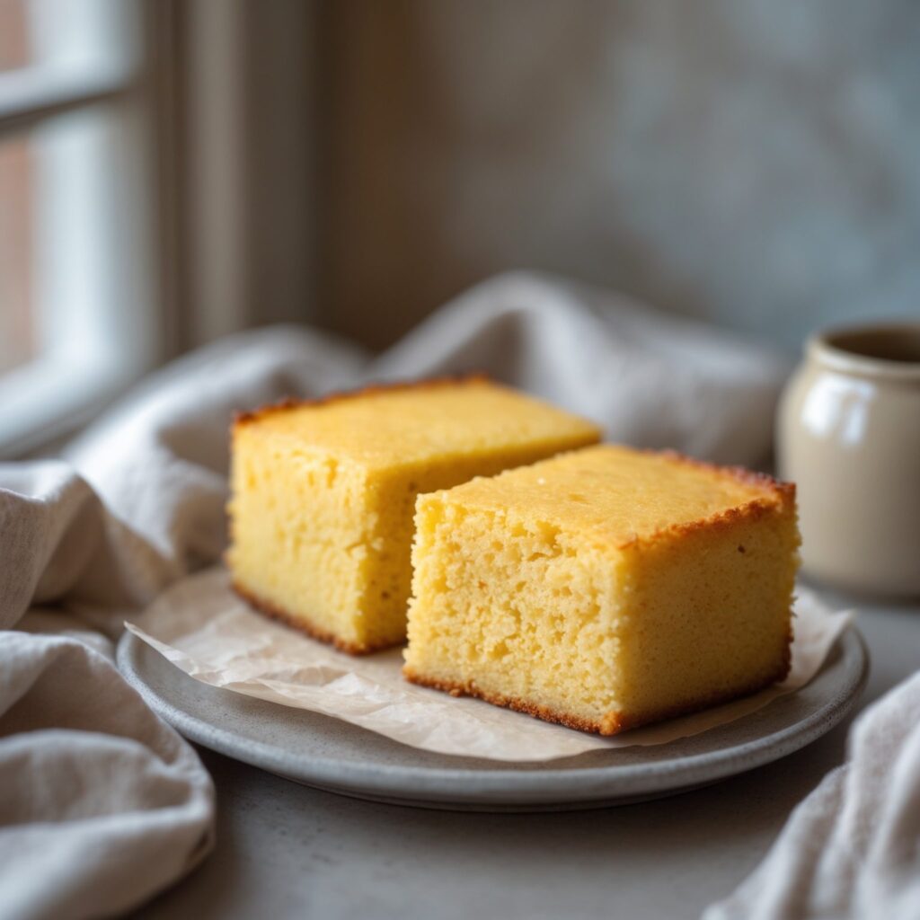 Close-up of Martha Stewart-Inspired Cornbread showing its texture