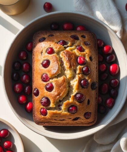 Martha Stewart-Inspired Cranberry Bread ready to serve