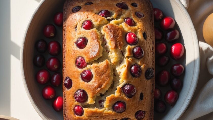 Martha Stewart-Inspired Cranberry Bread ready to serve