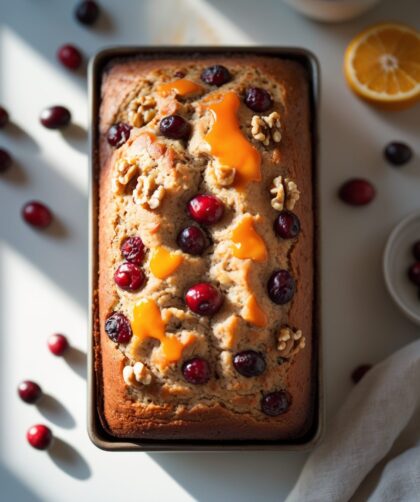 Martha Stewart-Inspired Cranberry Bread ready to serve