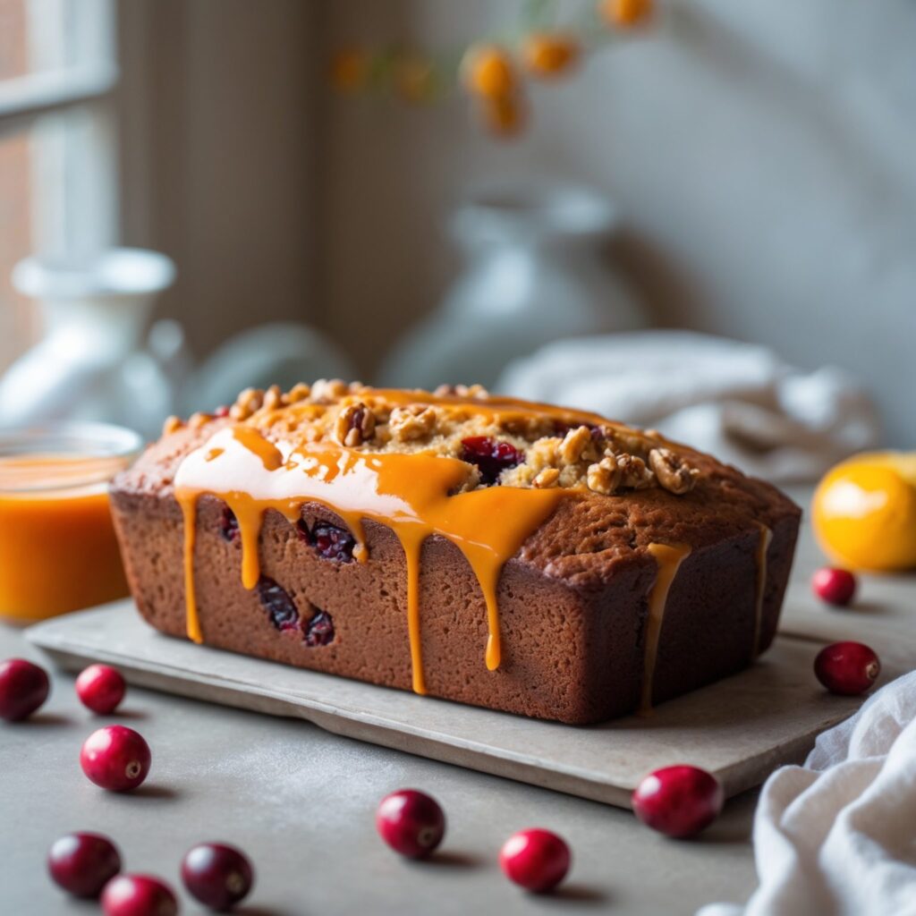 Close-up of Martha Stewart-Inspired Cranberry Bread showing its texture