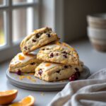 Close-up of Martha Stewart-Inspired Cranberry Orange Scones showing its texture