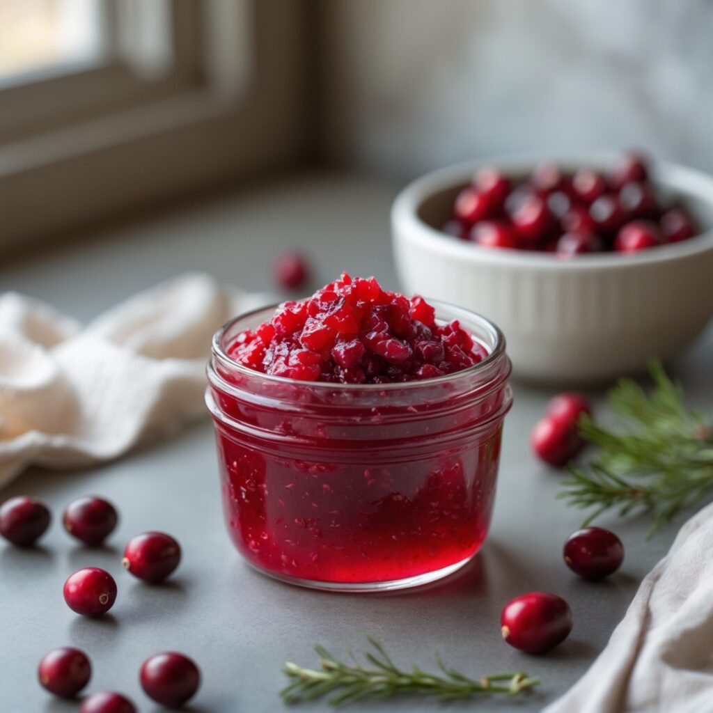 Close-up of Martha Stewart-Inspired Cranberry Relish showing its texture