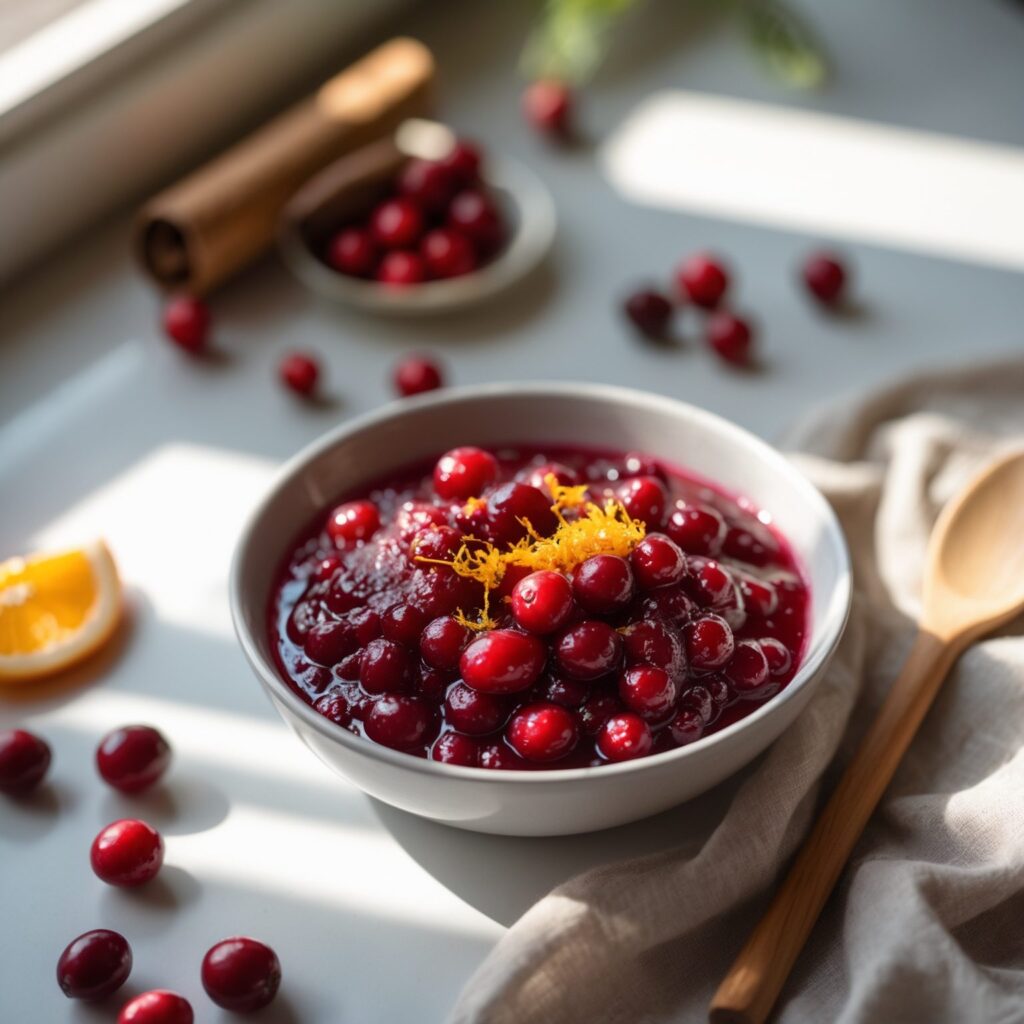 Martha Stewart-Inspired Cranberry Sauce ready to serve