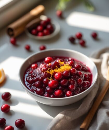 Martha Stewart-Inspired Cranberry Sauce ready to serve