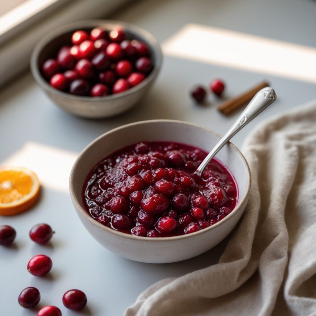 Martha Stewart-Inspired Cranberry Sauce ready to serve