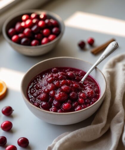 Martha Stewart-Inspired Cranberry Sauce ready to serve