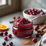 Close-up of Martha Stewart-Inspired Cranberry Sauce showing its texture