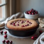 Close-up of Martha Stewart-Inspired Cranberry Skillet Cake showing its texture