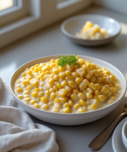 Martha Stewart-Inspired Creamed Corn ready to serve