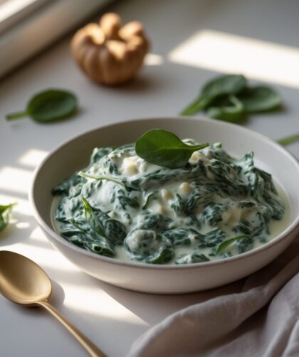 Martha Stewart-Inspired Creamed Spinach ready to serve