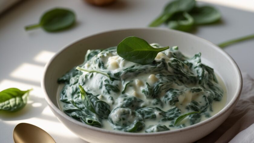 Martha Stewart-Inspired Creamed Spinach ready to serve