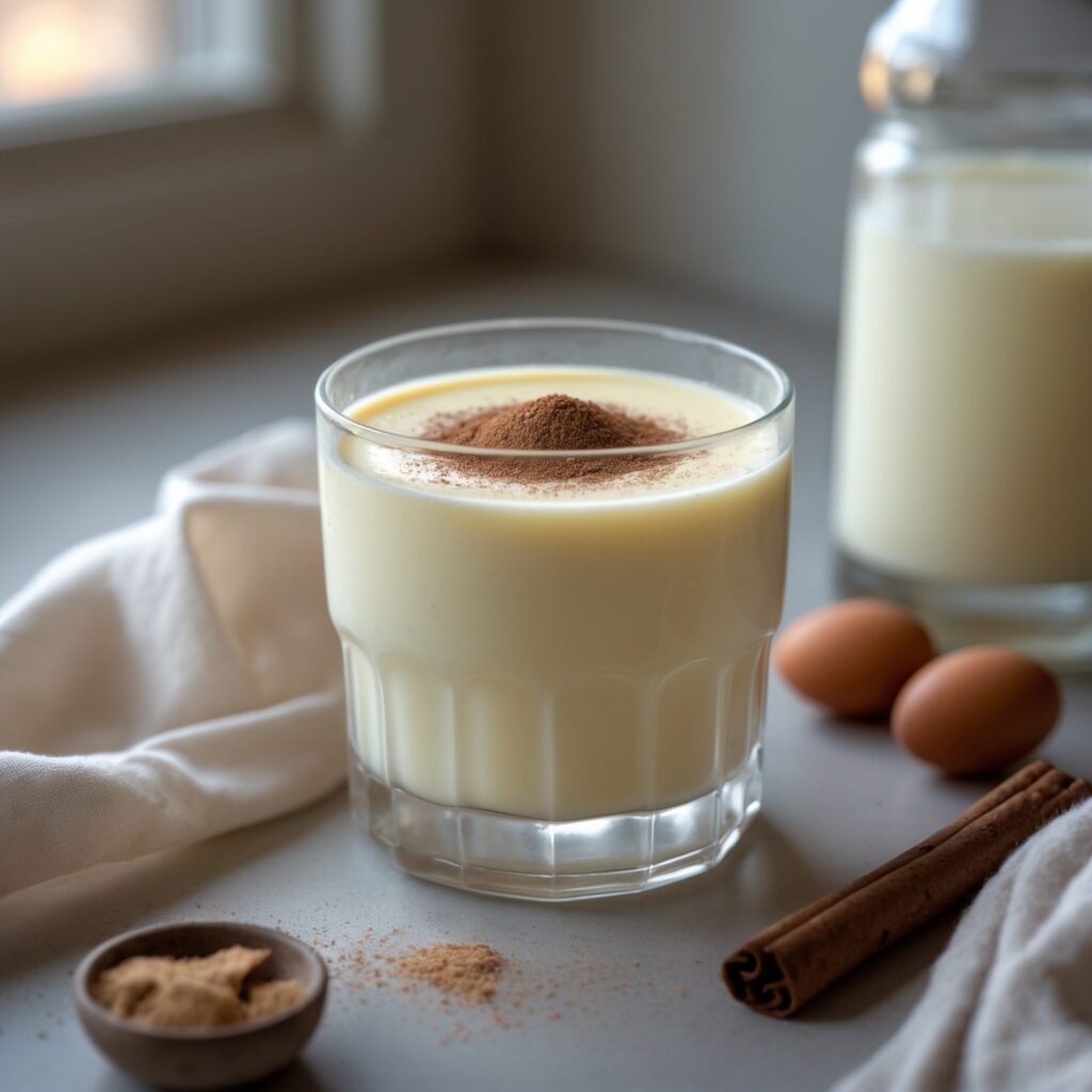Close-up of Martha Stewart-Inspired Eggnog showing its texture