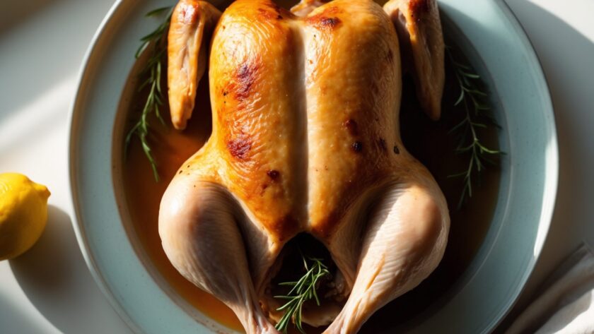 Martha Stewart-Inspired Flat Roast Chicken ready to serve