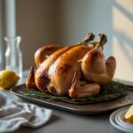 Close-up of Martha Stewart-Inspired Flat Roast Chicken showing its texture