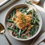 Martha Stewart-Inspired Green Bean Casserole ready to serve