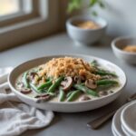 Close-up of Martha Stewart-Inspired Green Bean Casserole showing its texture
