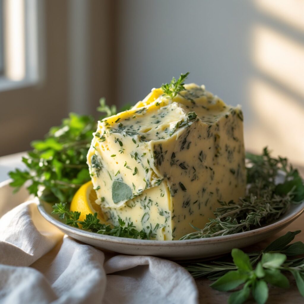 Close-up of Martha Stewart-Inspired Herb Butter for Turkey showing its texture
