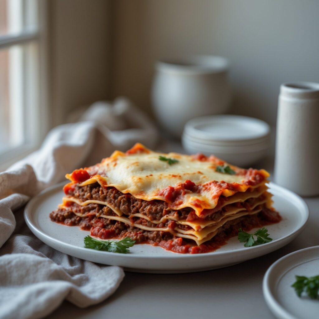 Close-up of Martha Stewart-Inspired Lasagna showing its texture