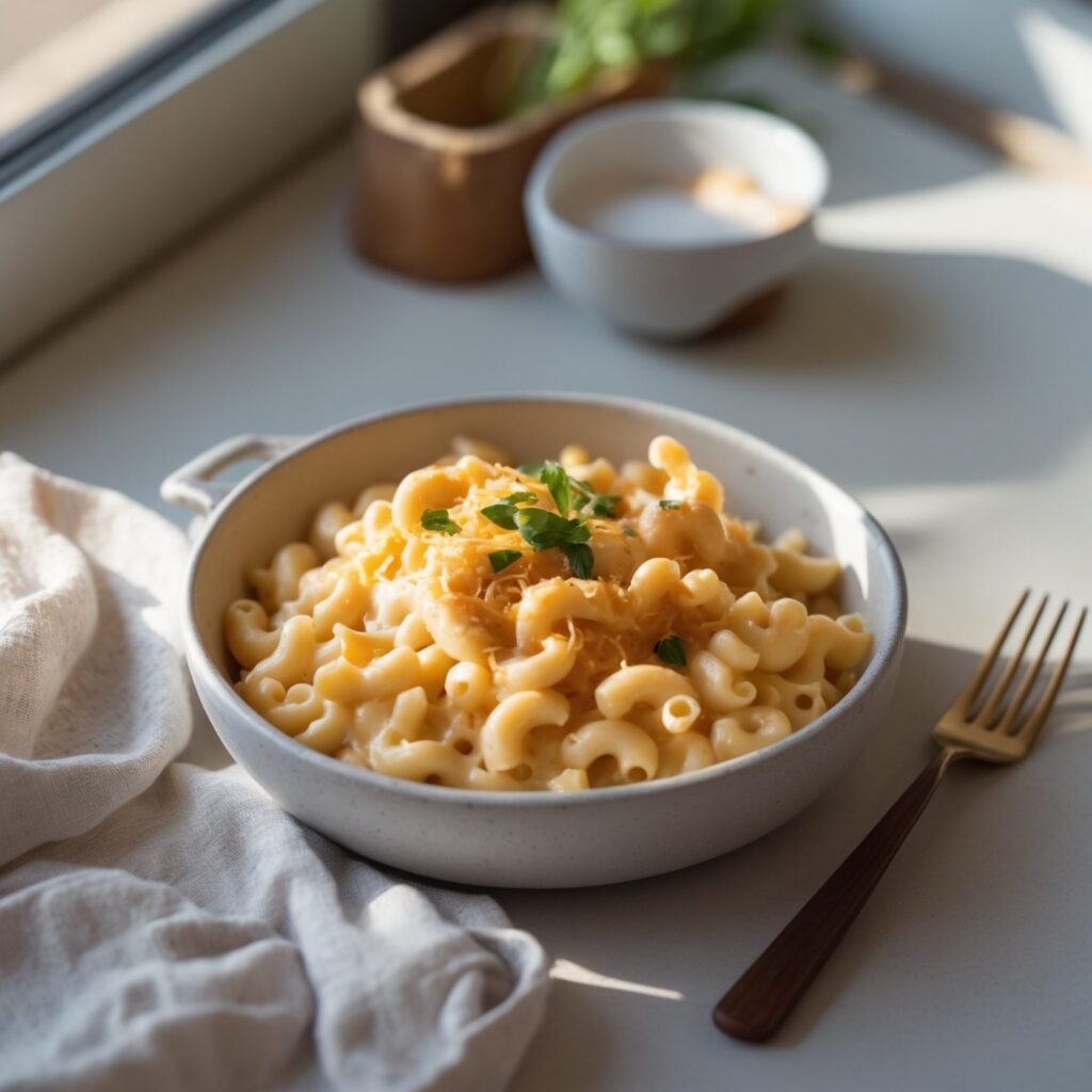 Martha Stewart-Inspired Mac and Cheese ready to serve