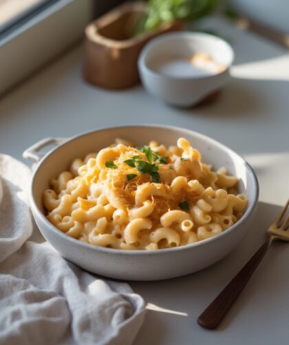 Martha Stewart-Inspired Mac and Cheese ready to serve