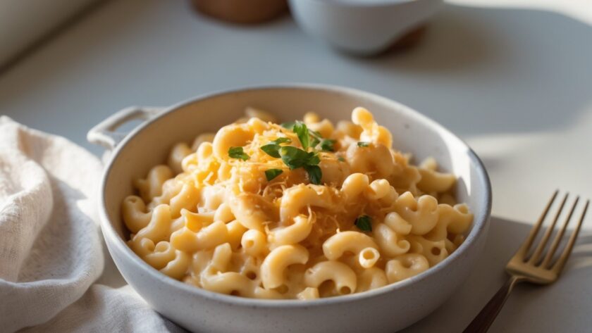 Martha Stewart-Inspired Mac and Cheese ready to serve