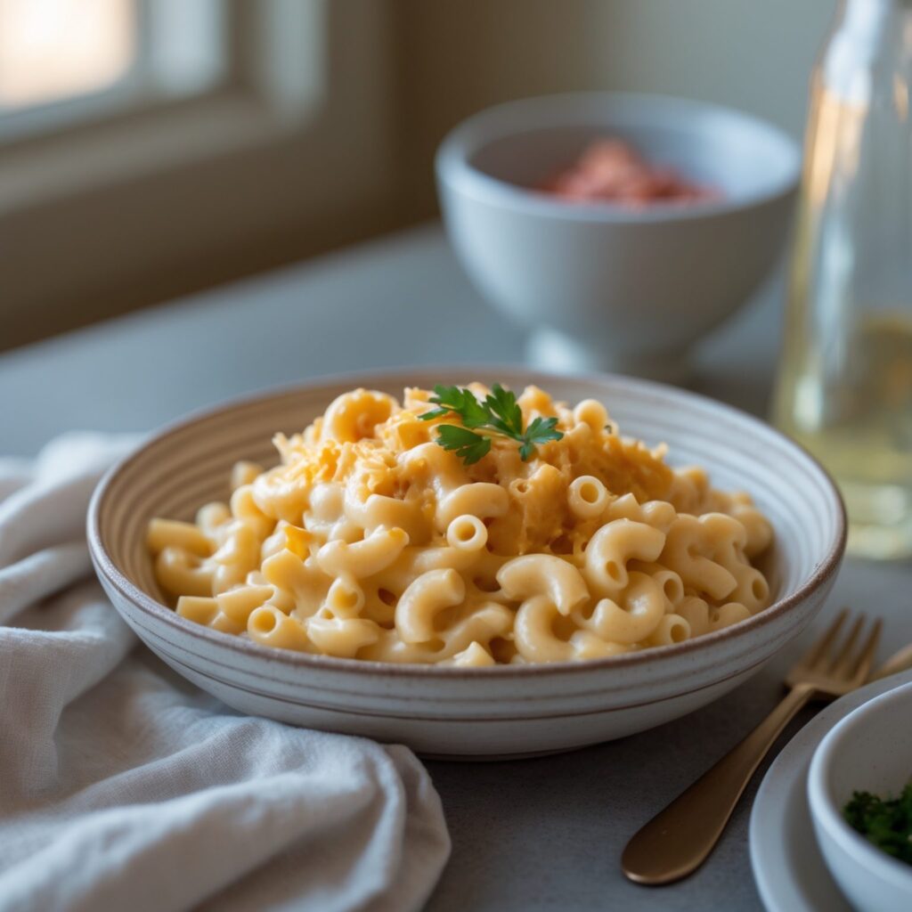 Close-up of Martha Stewart-Inspired Mac and Cheese showing its texture