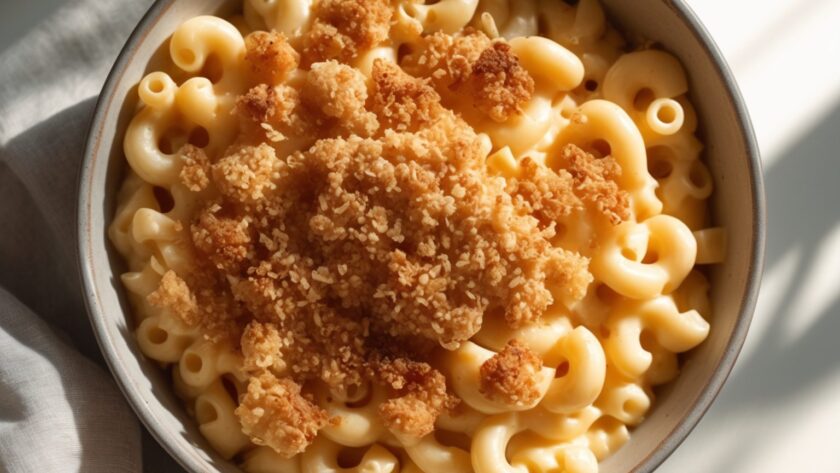 Martha Stewart-Inspired Macaroni and Cheese ready to serve
