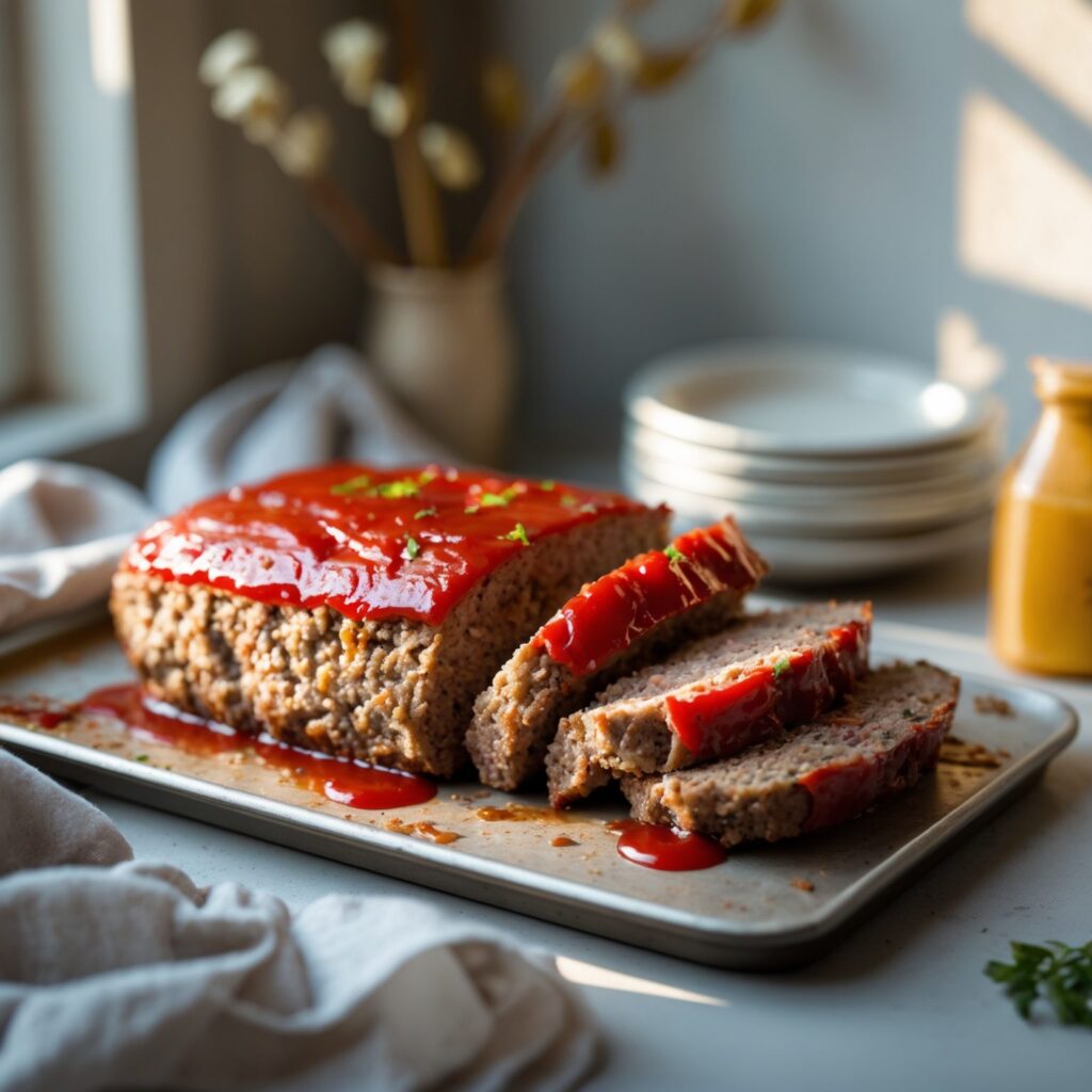 Close-up of Martha Stewart-Inspired Meatloaf showing its texture